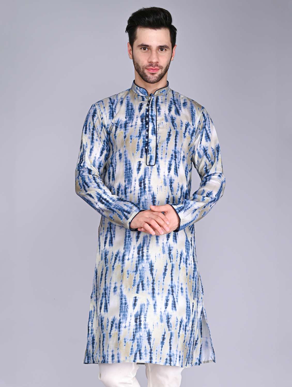 men mandarin neck long sleeve kurta - 20943633 -  Standard Image - 3
