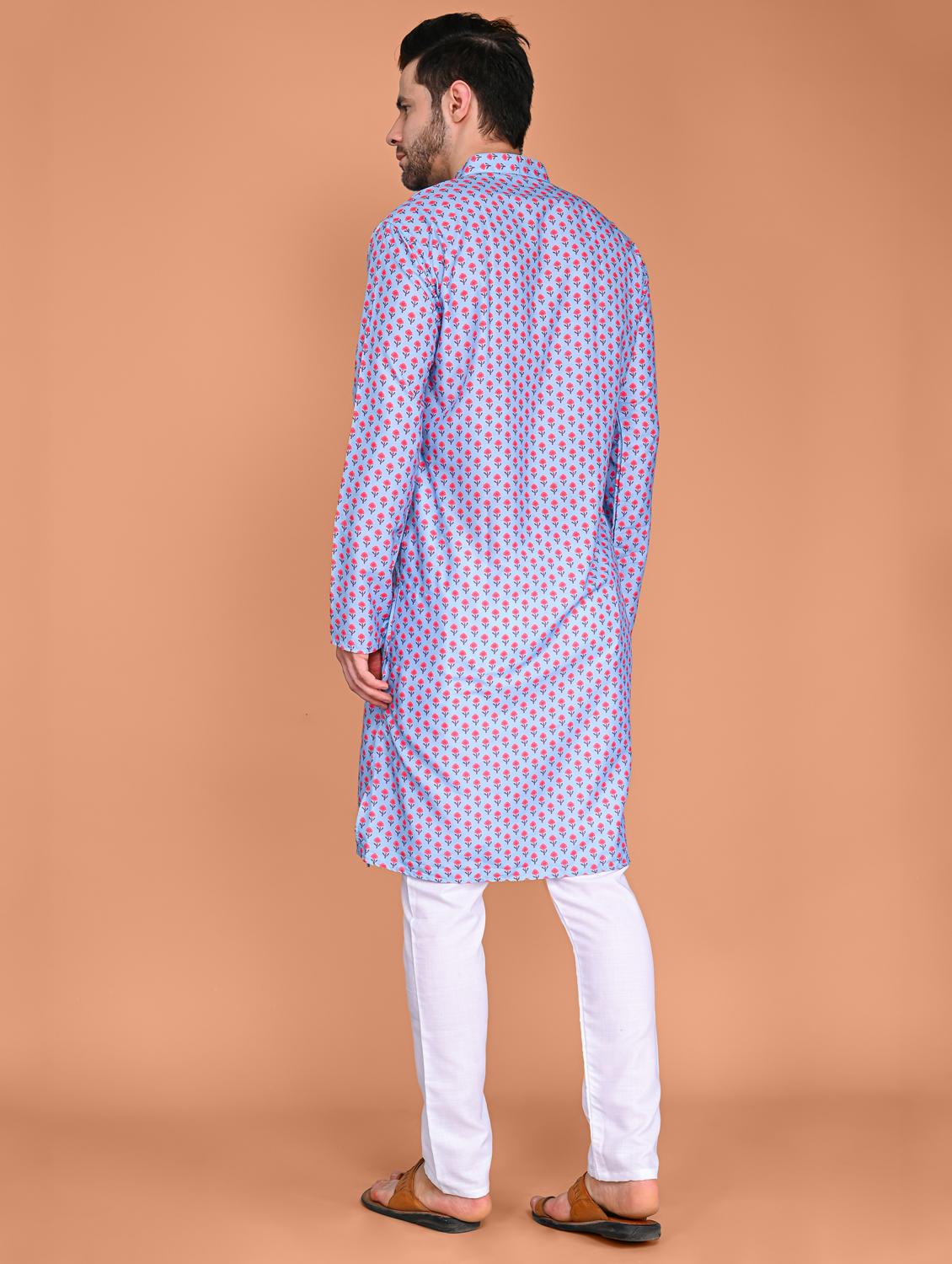 men mandarin neck long sleeve kurta - 20943640 - Standard Image - 3