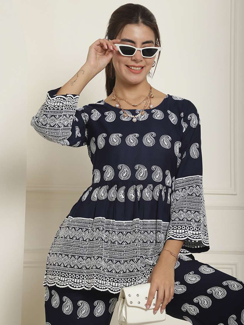 women long sleeve ethnic co-ord set - 20943758 -  Standard Image - 3