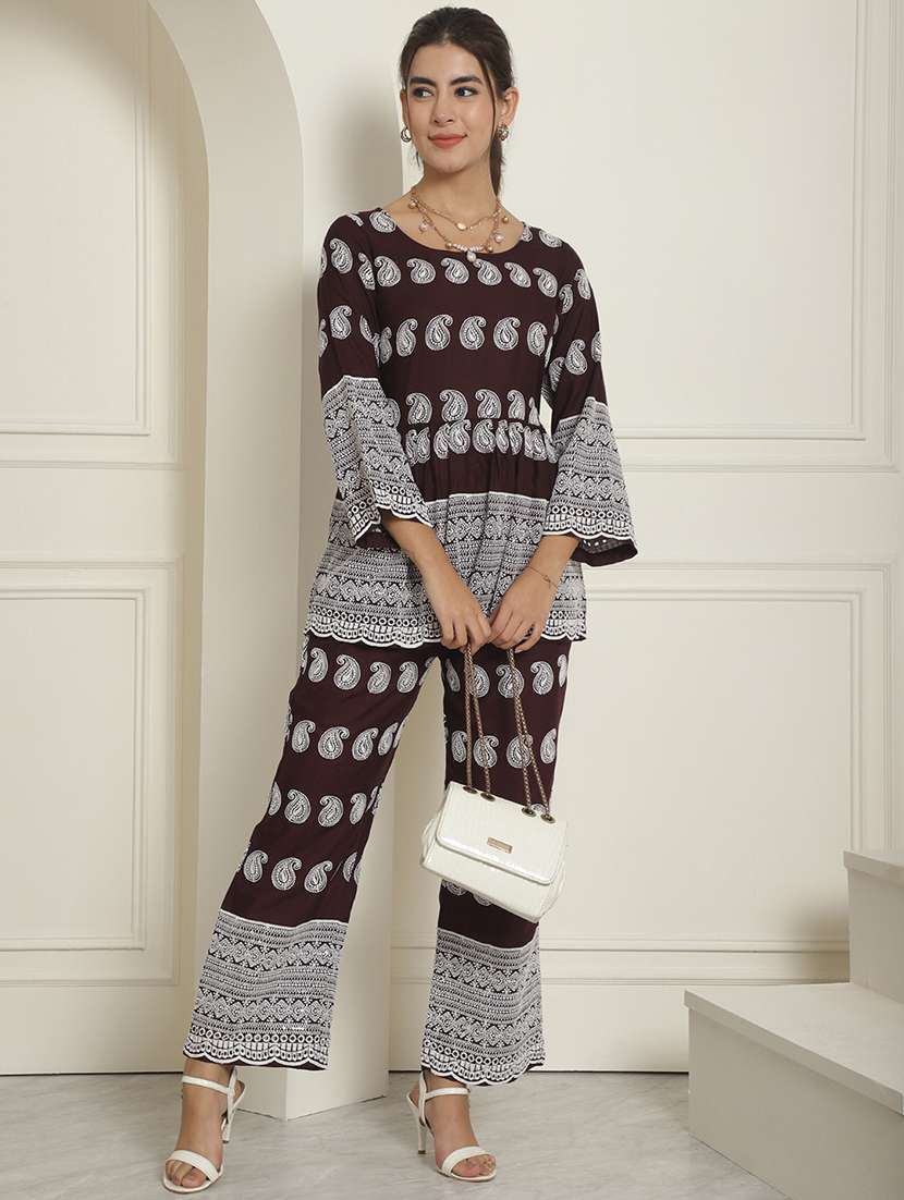 women long sleeve ethnic co-ord set