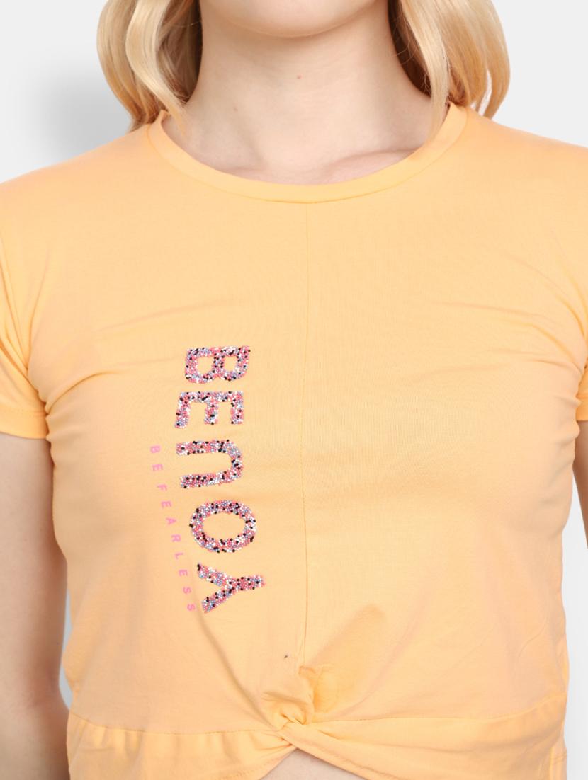 orange cotton typography t-shirt - 20944620 - Standard Image - 5