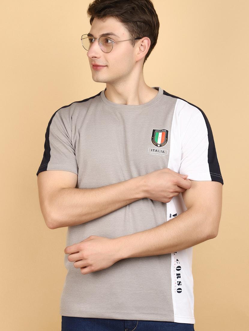 men round neck color block t-shirt - 20944891 - Standard Image - 3