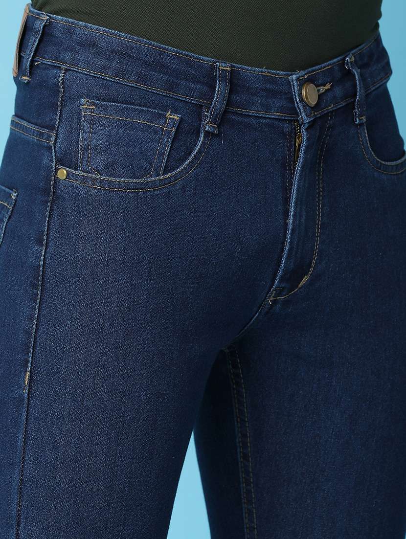 men solid navy blue slim fit jeans - 20944989 -  Standard Image - 5