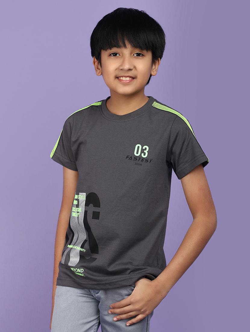 boys round neck placement print t-shirt - 20945009 - Zoom Image - 0