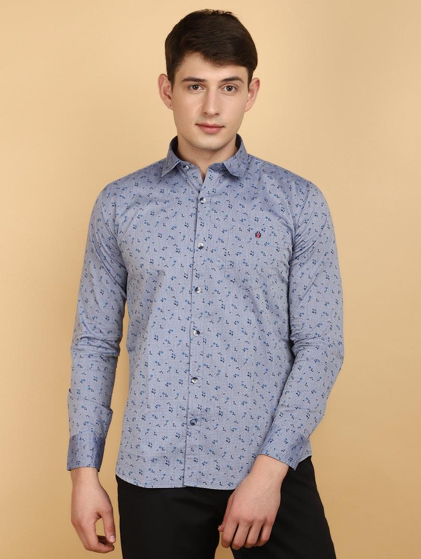 blue floral print cotton casual shirt - 20945060 - Zoom Image - 0