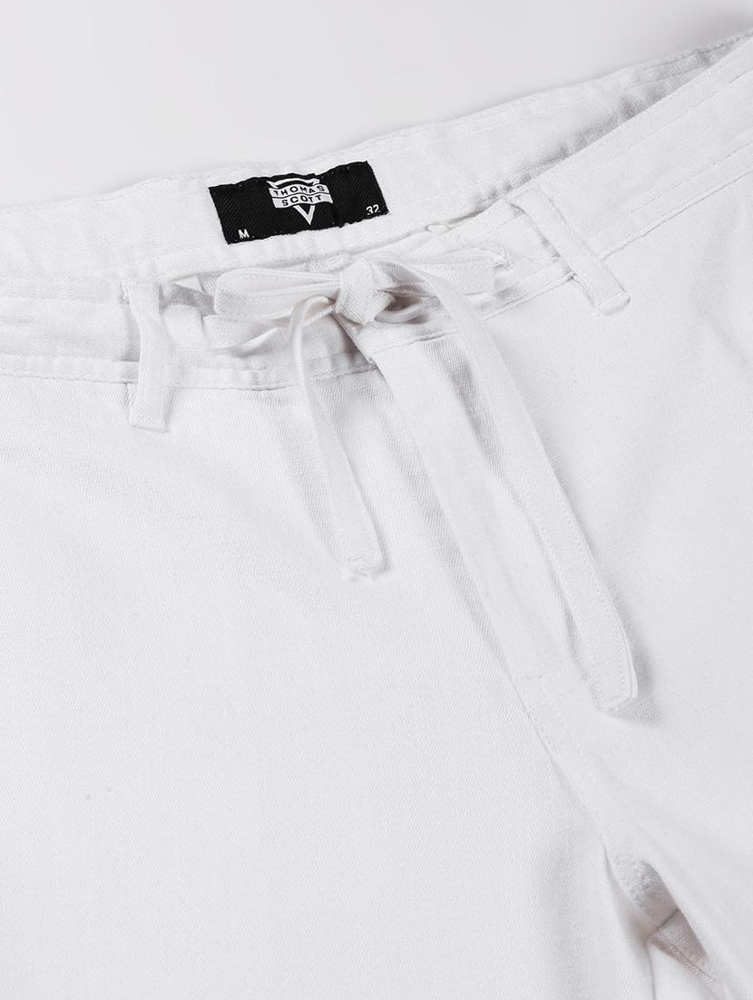 white cotton blend chinos casual trousers - 20945158 - Standard Image - 3