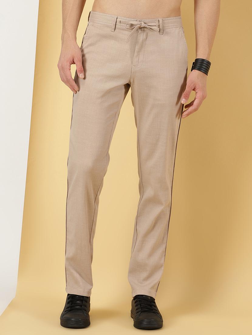 khaki cotton blend chinos casual trousers - 20945169 -  Zoom Image - 0