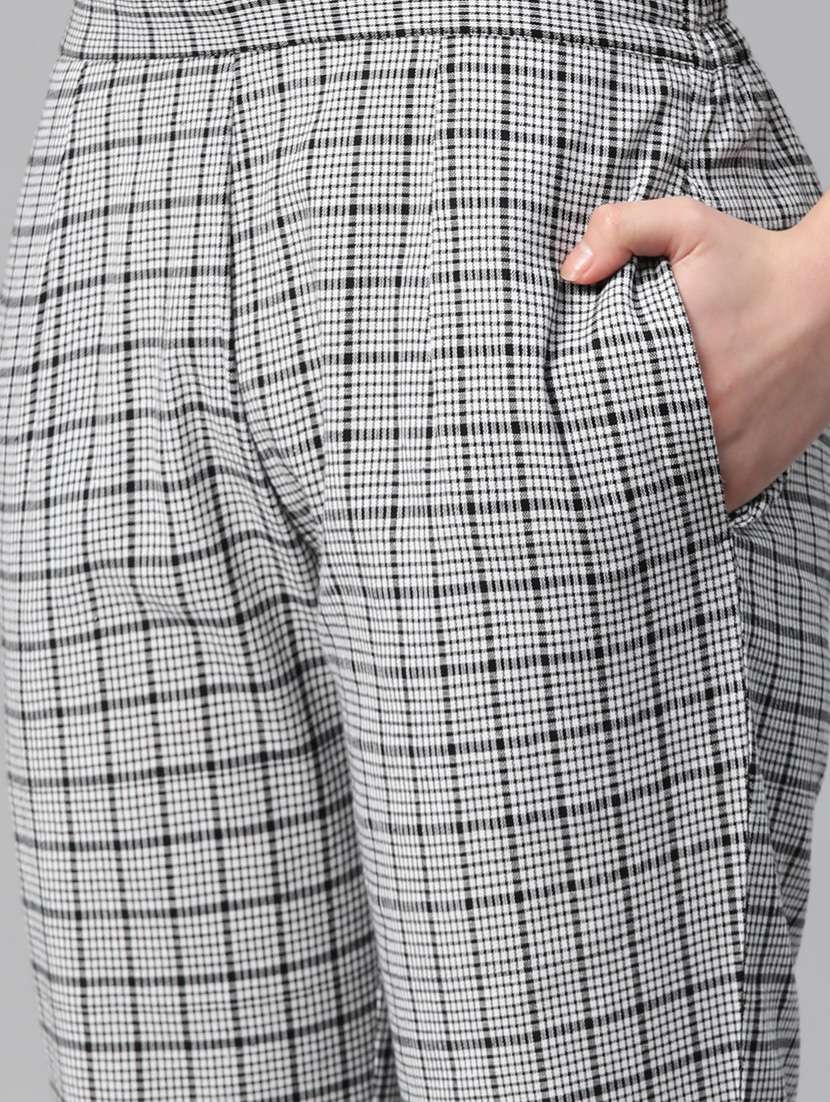 women grey cotton top pants set formal suit - 20945227 - Standard Image - 5