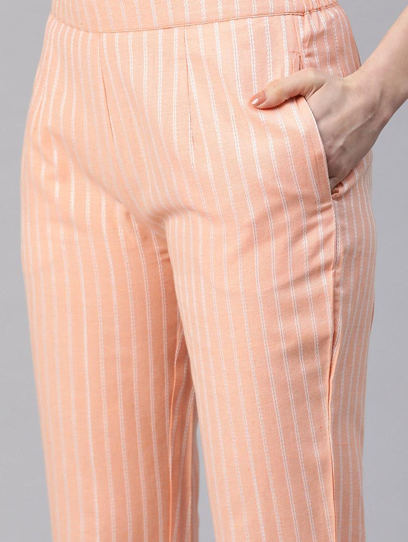women peach stripes formal suit set - 20945237 - Standard Image - 5