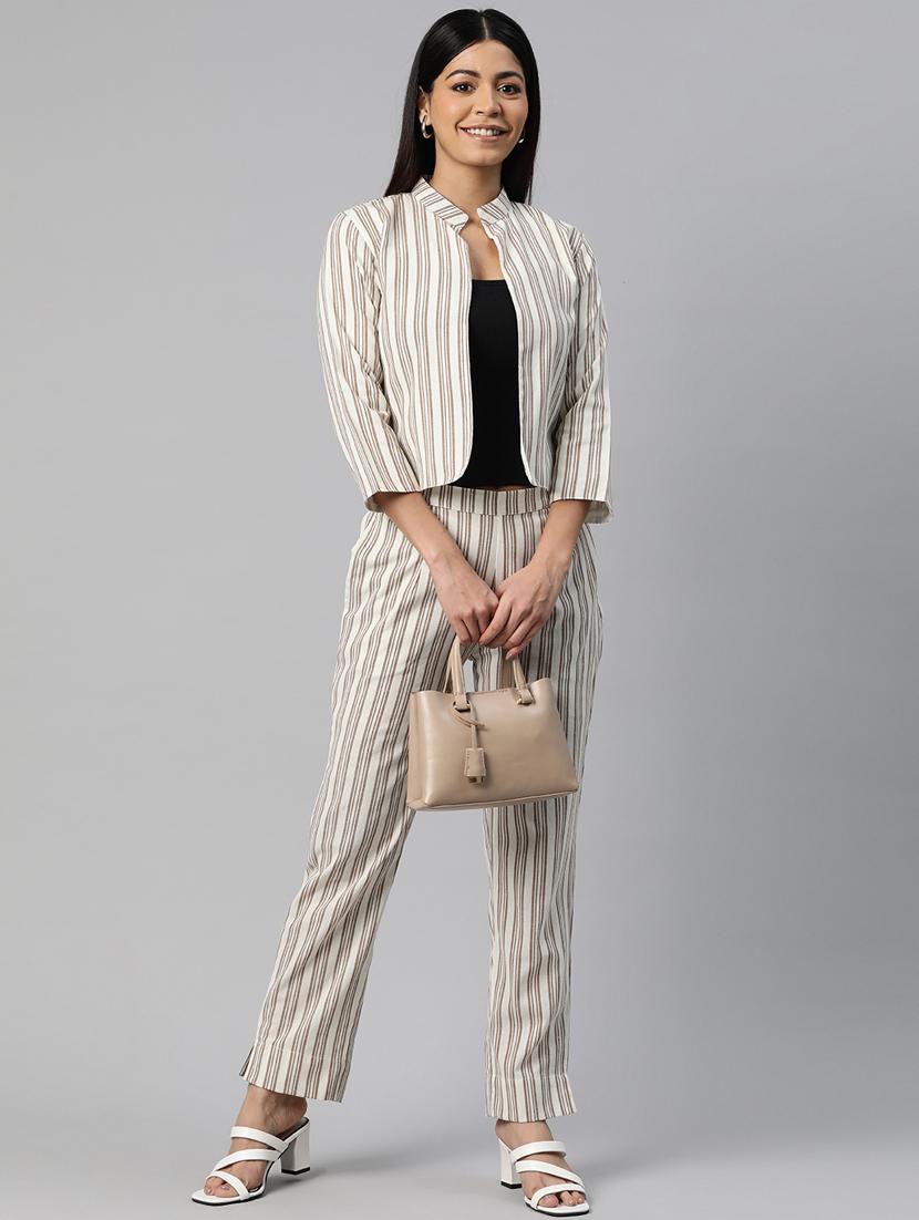 women white stripes formal suit set