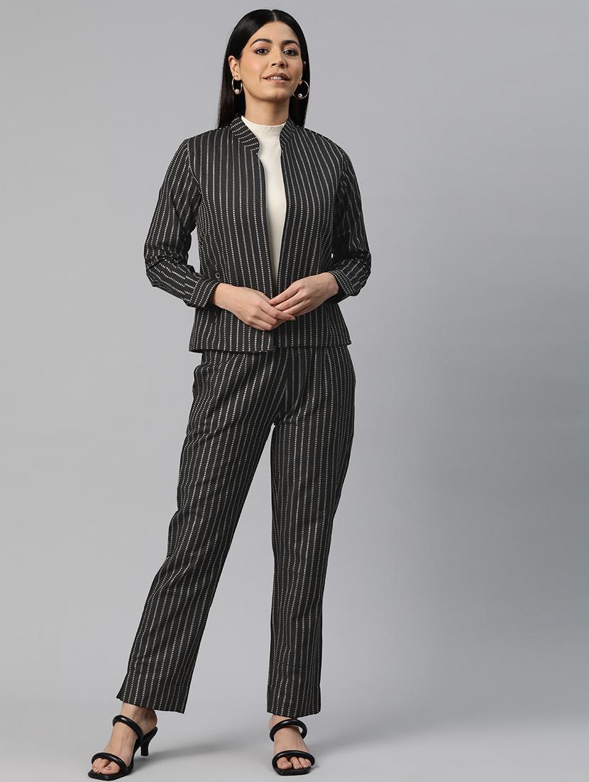women black stripes formal suit set - 20945239 - Standard Image - 3