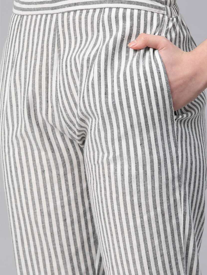 women grey stripes formal suit set - 20945242 - Standard Image - 5