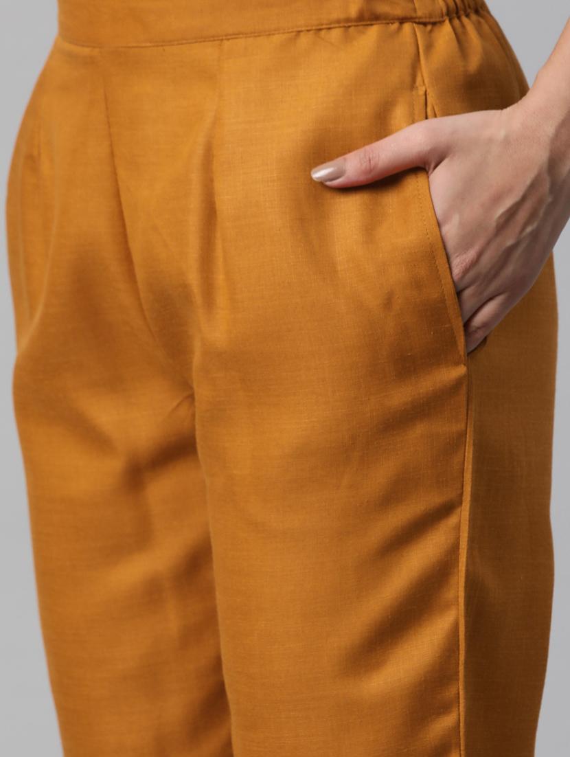 women mustard solid formal suit set - 20945244 - Standard Image - 5