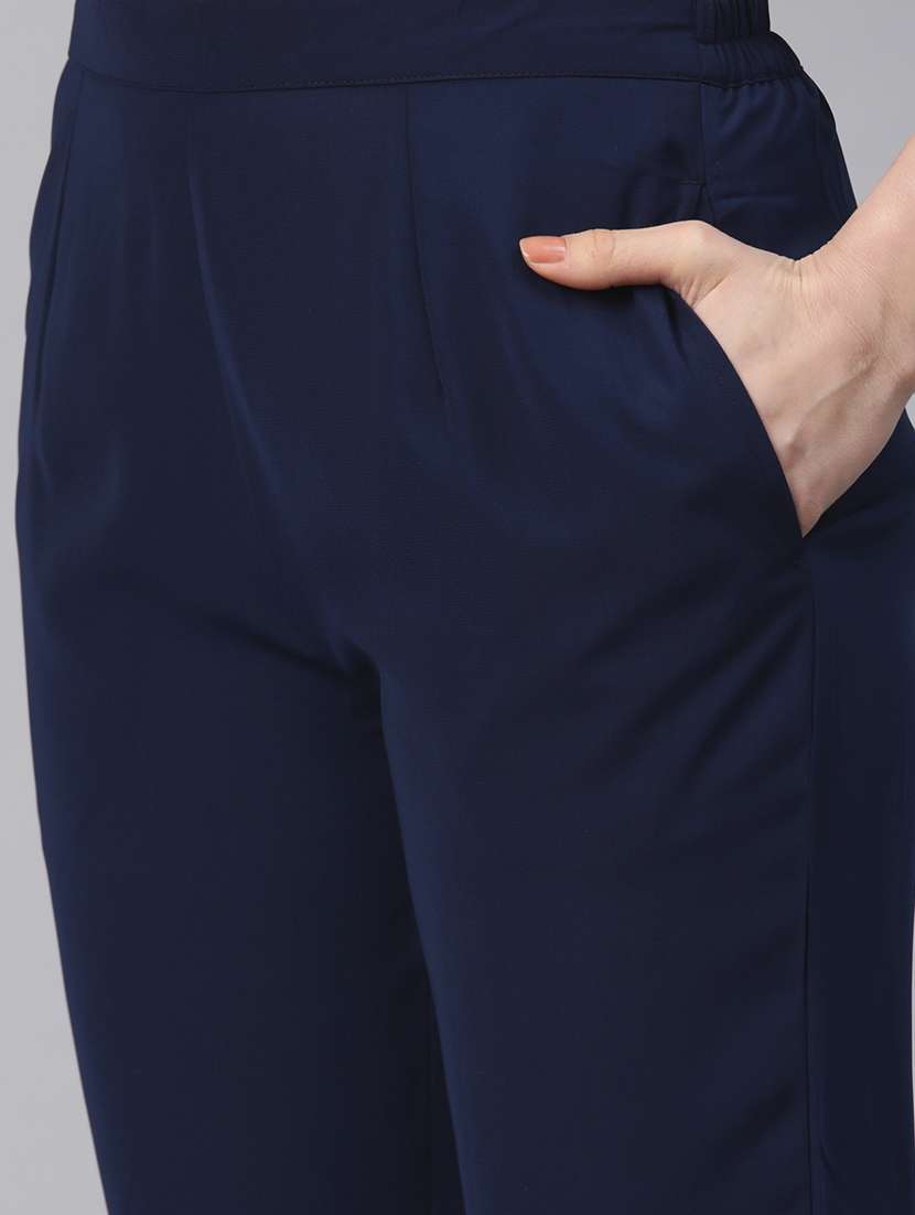 women navy blue solid formal suit set - 20945253 -  Standard Image - 5