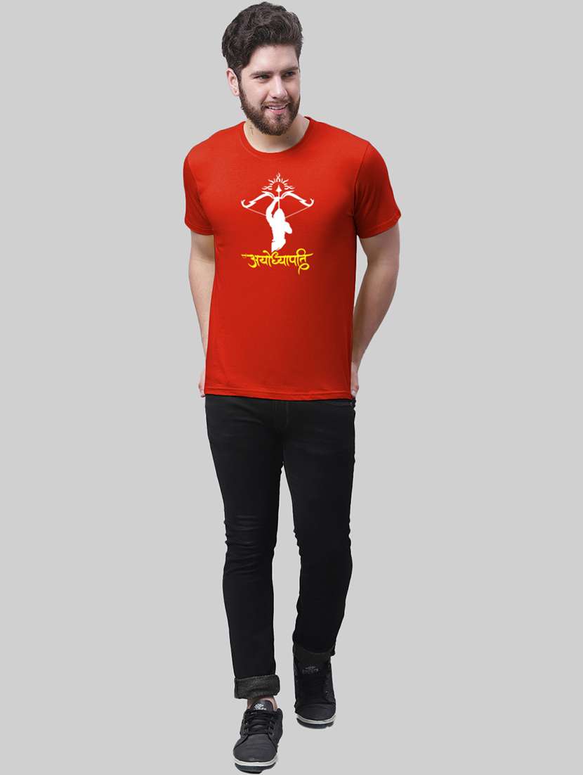 men chest print round neck t-shirt - 20945411 - Standard Image - 3