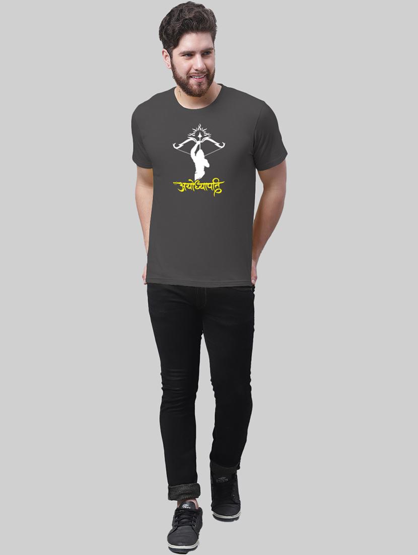 grey cotton front print t-shirt - 20945422 - Standard Image - 3