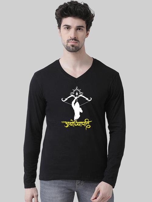 black cotton chest print tshirt - 20945425 - Standard Image - 0