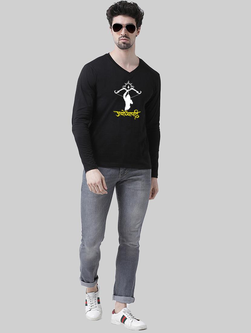 black cotton chest print tshirt - 20945425 - Standard Image - 3