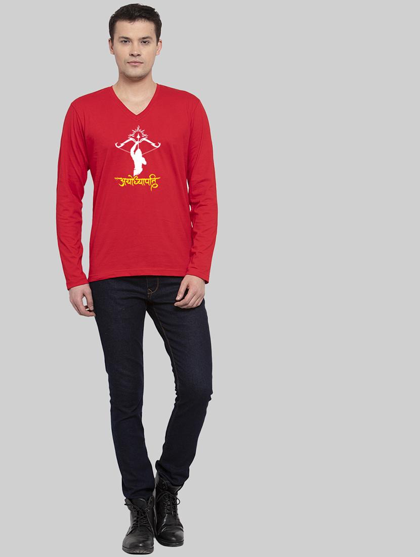 red cotton chest print tshirt - 20945428 - Standard Image - 3