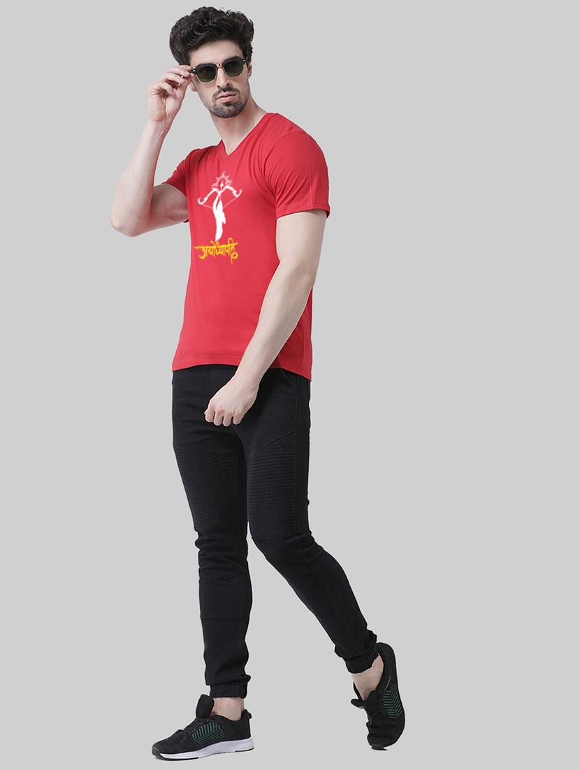 men chest print v-neck t-shirt - 20945435 - Standard Image - 3