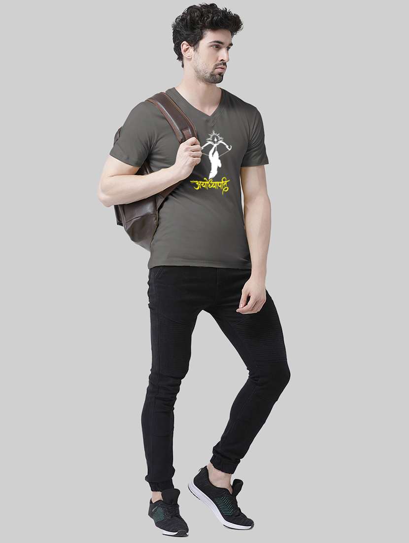 men v-neck front print t-shirt - 20945440 - Standard Image - 3