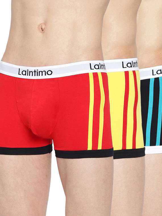 set of 3 multi coloured detailed trunks brief