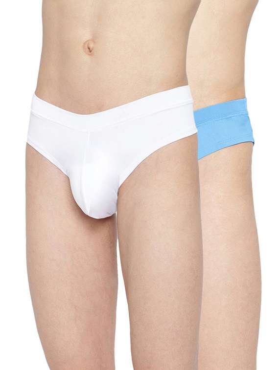 set of 2 multi coloured solid hipster brief