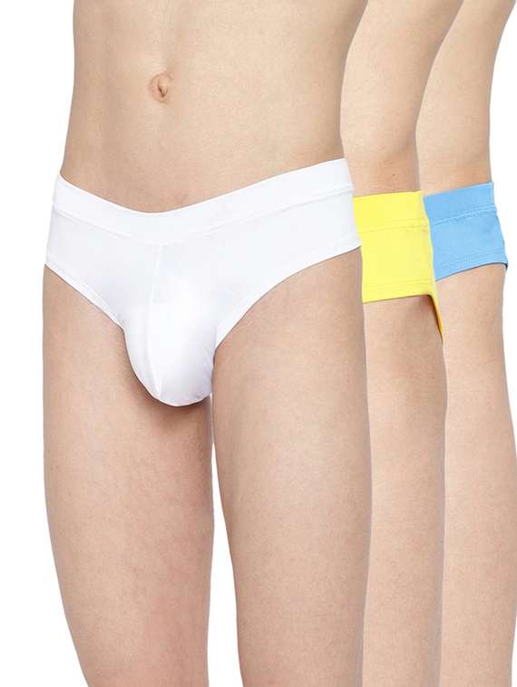 set of 3 multi coloured solid hipster brief