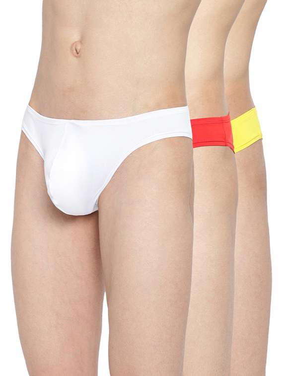 set of 3 multi coloured solid hipster brief