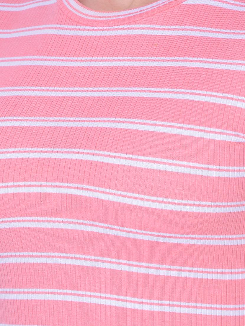 women round neck stripes mini bodycon dress - 20946289 - Standard Image - 5