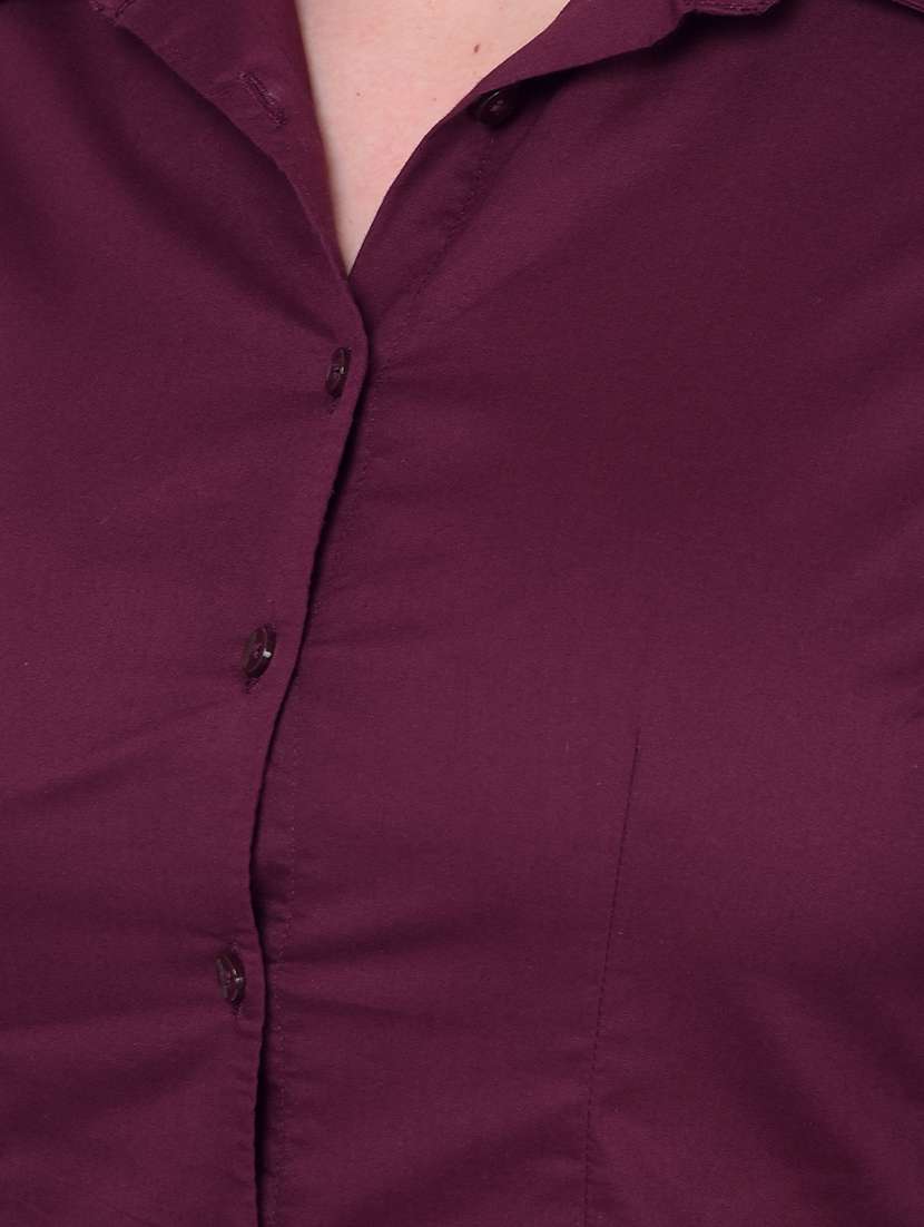 maroon cotton blend solid shirt - 20946298 - Standard Image - 5