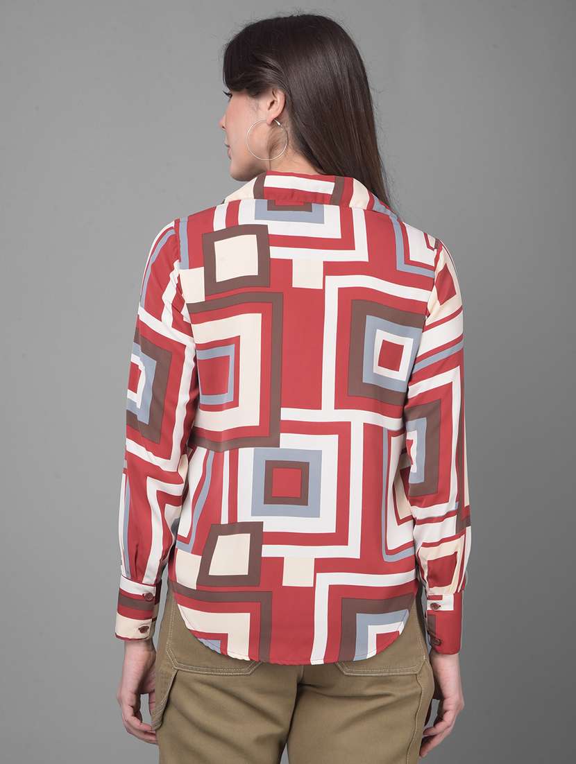 maroon polyester high low shirt - 20946303 -  Standard Image - 3