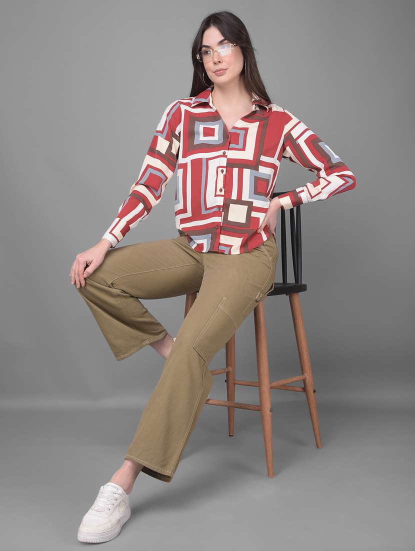 maroon polyester high low shirt - 20946303 -  Standard Image - 5