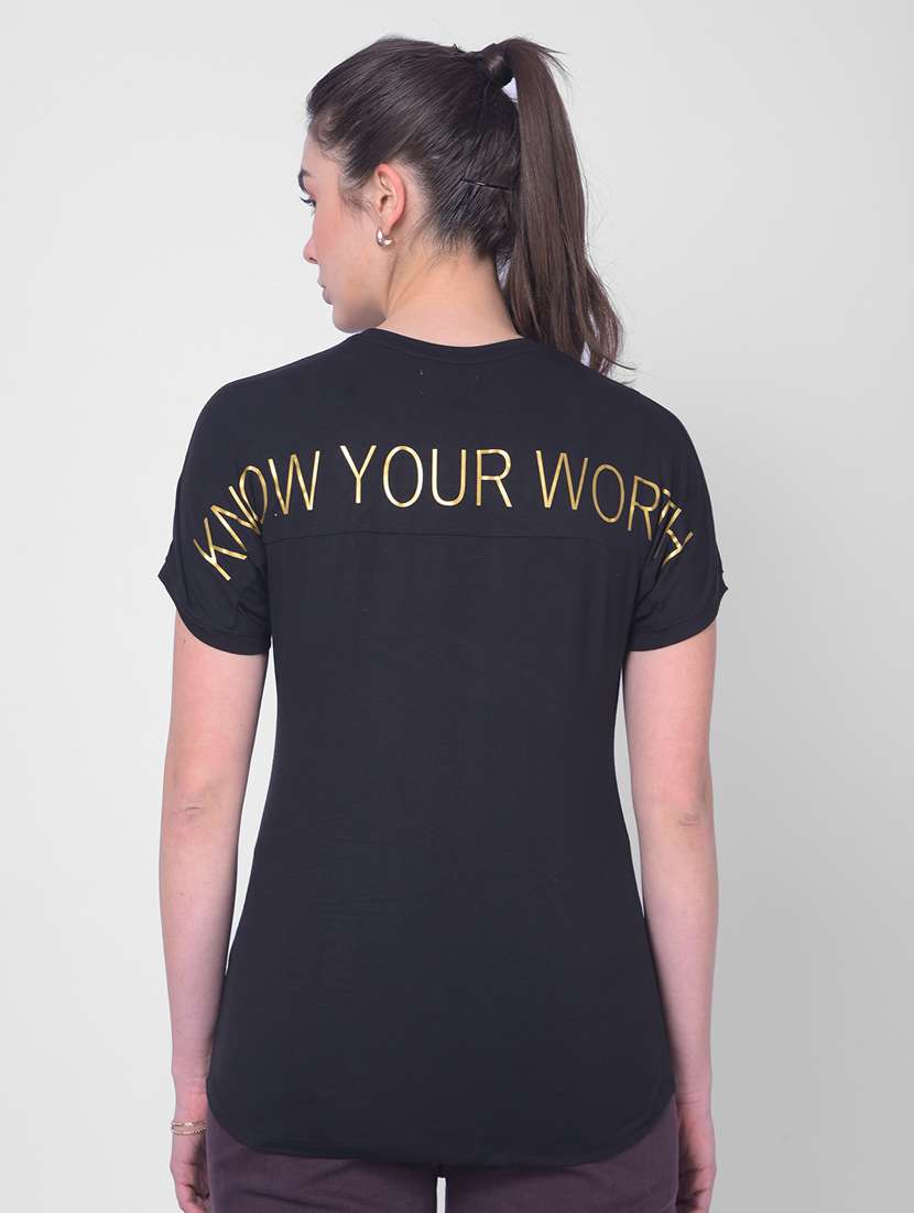 black cotton printed t-shirt - 20946351 -  Standard Image - 3