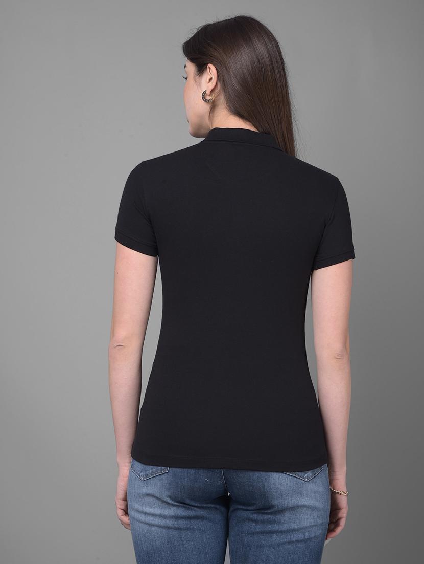 women solid cotton polo t-shirt - 20946355 - Standard Image - 3