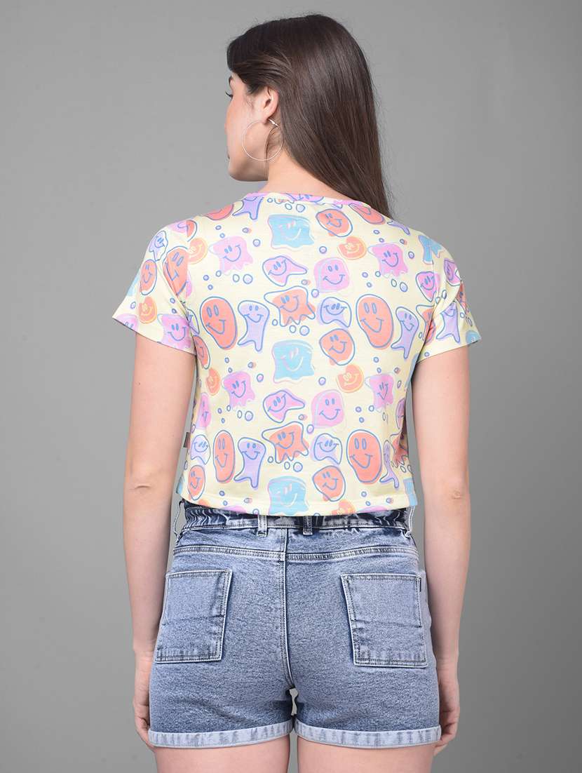 Women Printed Cotton Crop T-shirt - 20946372 -  Standard Image - 3