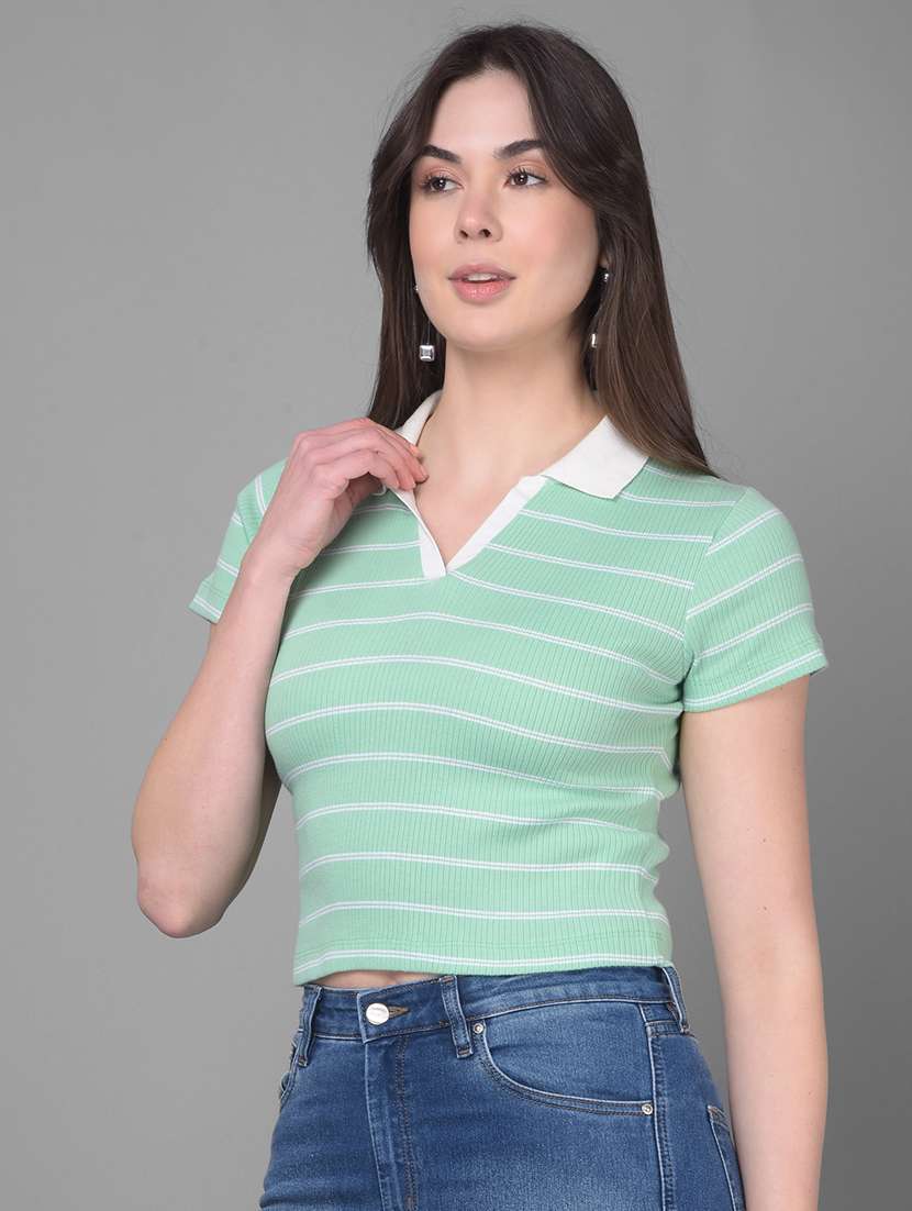 green cotton crop tshirt