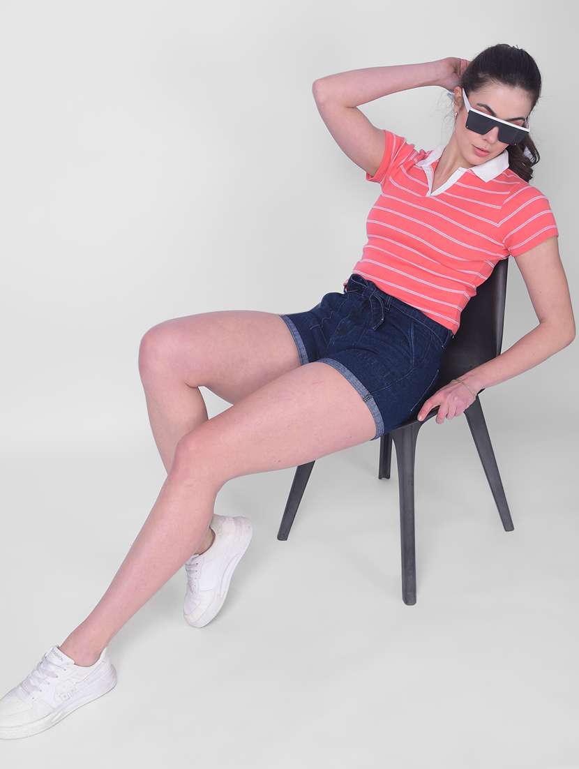 red striped cotton crop t-shirt - 20946375 -  Standard Image - 5