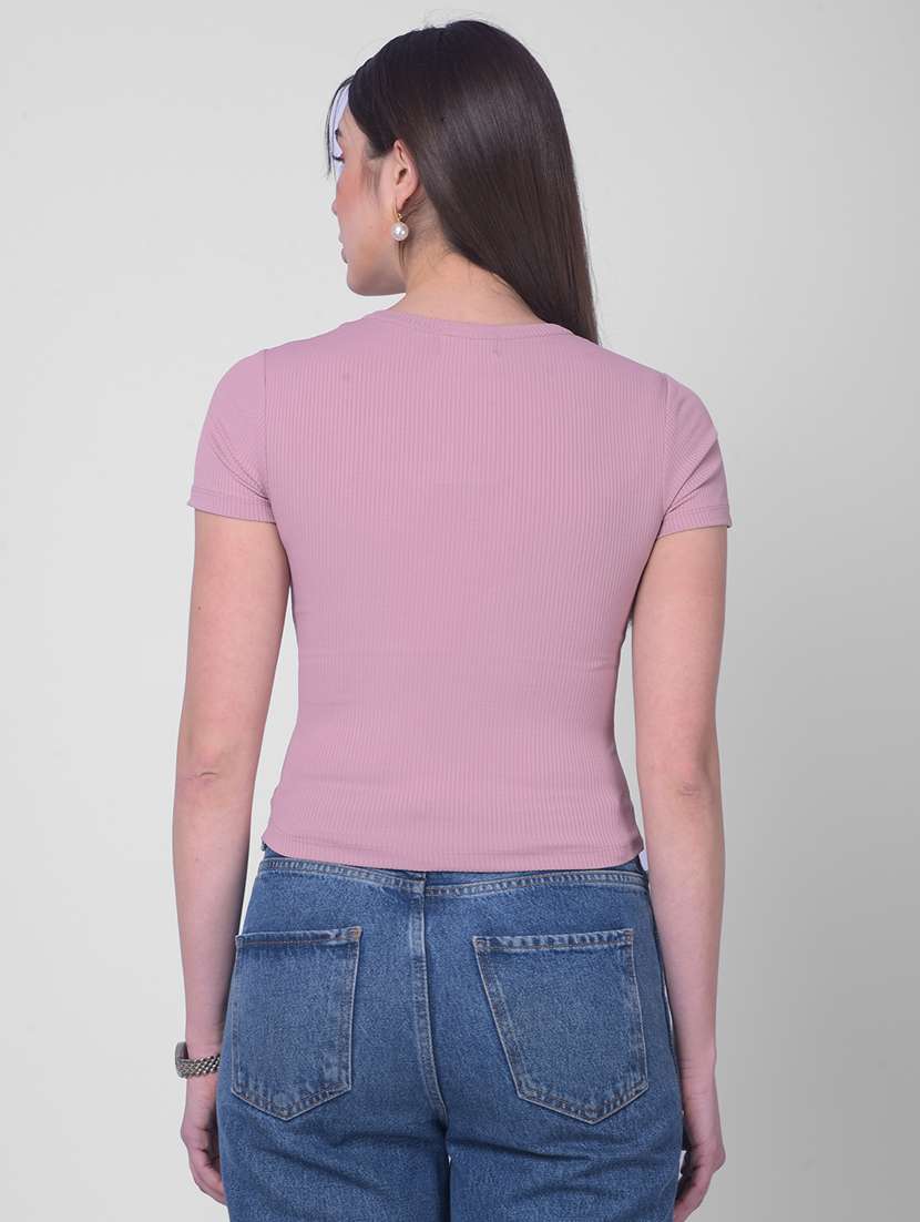 women solid cotton crop t-shirt - 20946377 -  Standard Image - 3