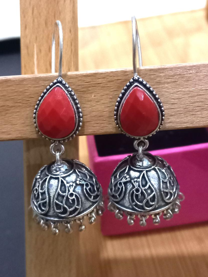 stylish oxidised silver plated ghungroo jhumka earrings - 20946441 - Zoom Image - 0