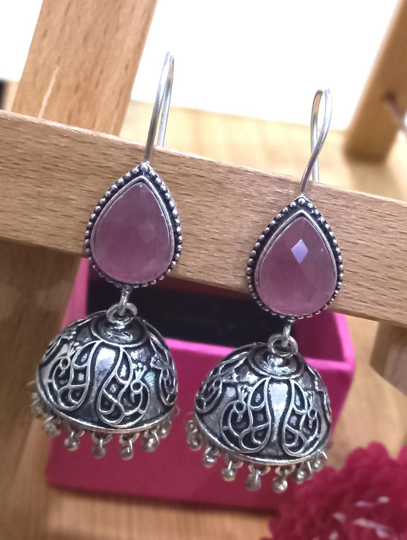 stylish oxidised silver plated ghungroo jhumka earrings - 20946442 -  Zoom Image - 0
