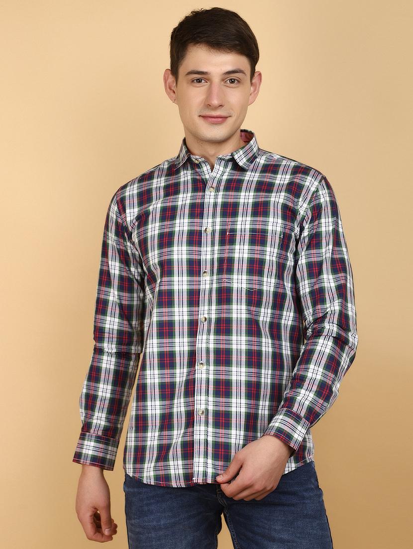 men checkered cotton casual shirt - 20946517 -  Zoom Image - 0