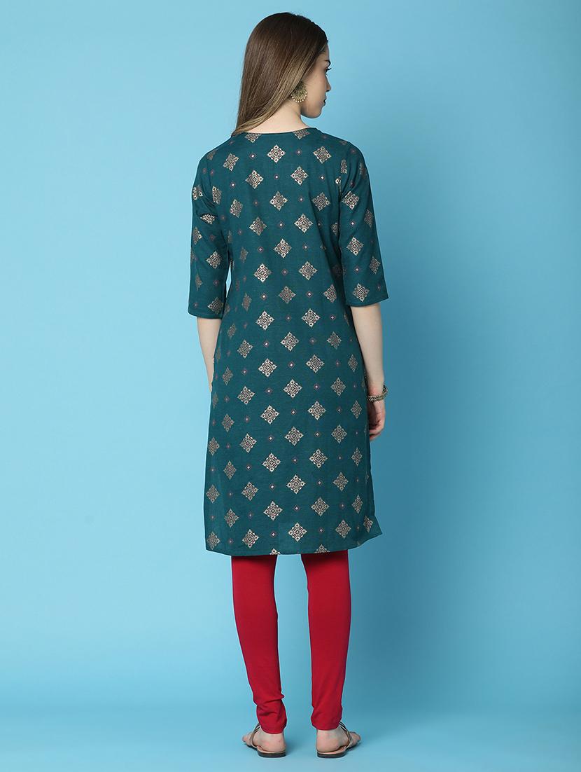 women three quarter sleeve a-line kurta - 20946552 - Standard Image - 3