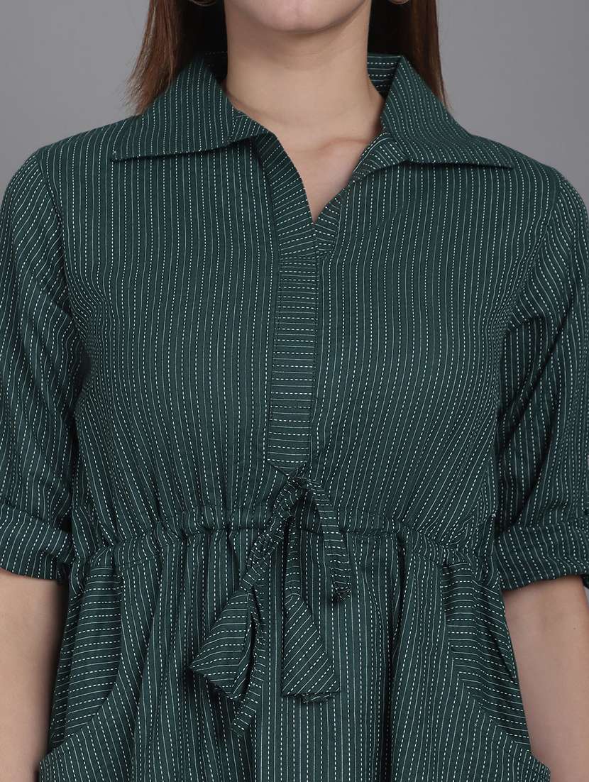 green striped detailed midi dress - 20947294 -  Standard Image - 5