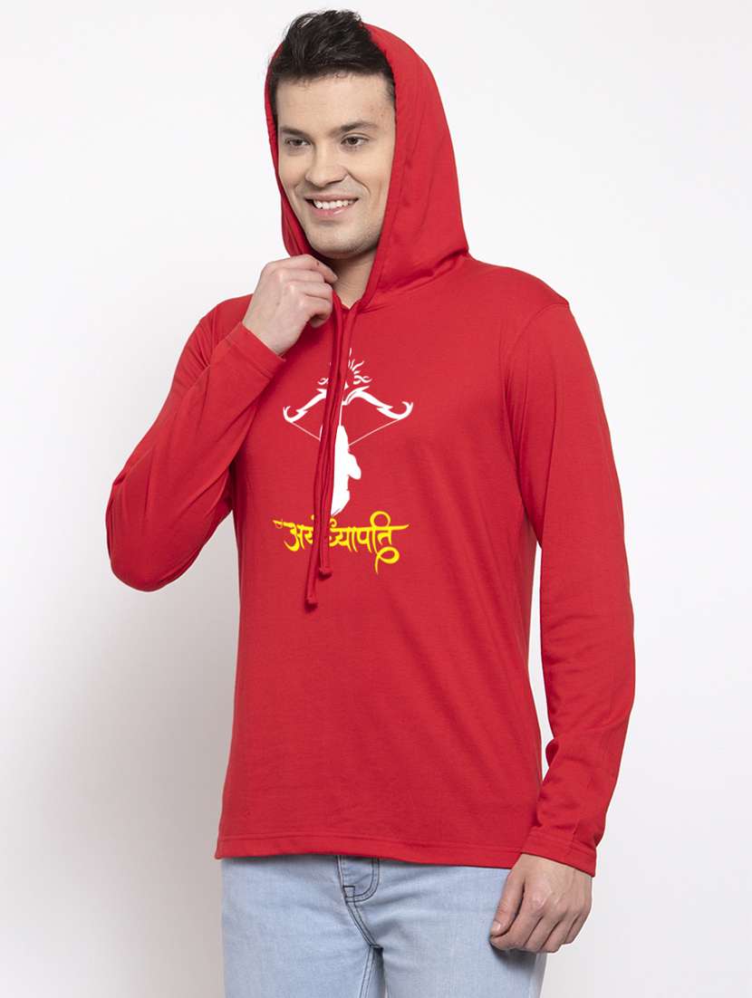 red cotton chest print sweatshirt - 20947307 - Standard Image - 3