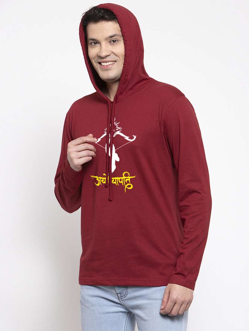 maroon cotton chest print sweatshirt - 20947309 -  Standard Image - 3