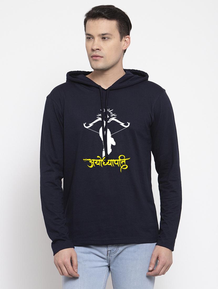 navy blue cotton chest print sweatshirt - 20947310 - Zoom Image - 0