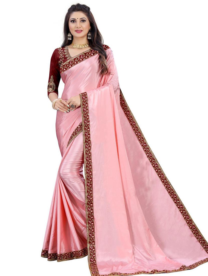 women solid with bordered saree - 20947346 - Zoom Image - 0