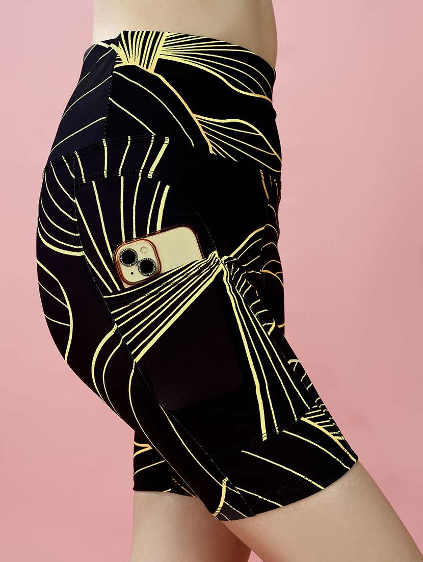 women printed high rise active wear short - 20947476 -  Standard Image - 3