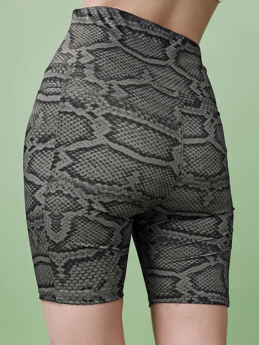 women printed high rise active wear short - 20947478 -  Standard Image - 3